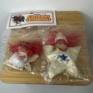 VTG DAM NORFIN 3" Christmas Ornaments Norfin TROLL DOLLS New Lot‎ Of 2